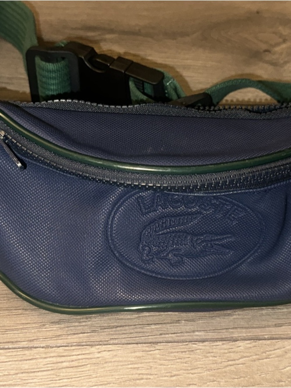 Lacoste Navy Blue Belt Bag with Green Trim